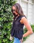 Lady Luck Embroidered Peplum Top