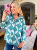In the Palms Top-Teal Blue