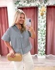 Portside Button Down Top-Navy