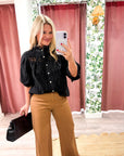 Rosemere Button Down Top-Black