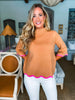 Go With the Flow Knit Top-Camel/Pink