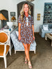 Garden Girl Floral Mini Dress-Brown