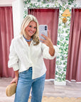 Chalet Button Down Top-White