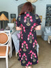Simply Lovely Floral Midi Dress-Black