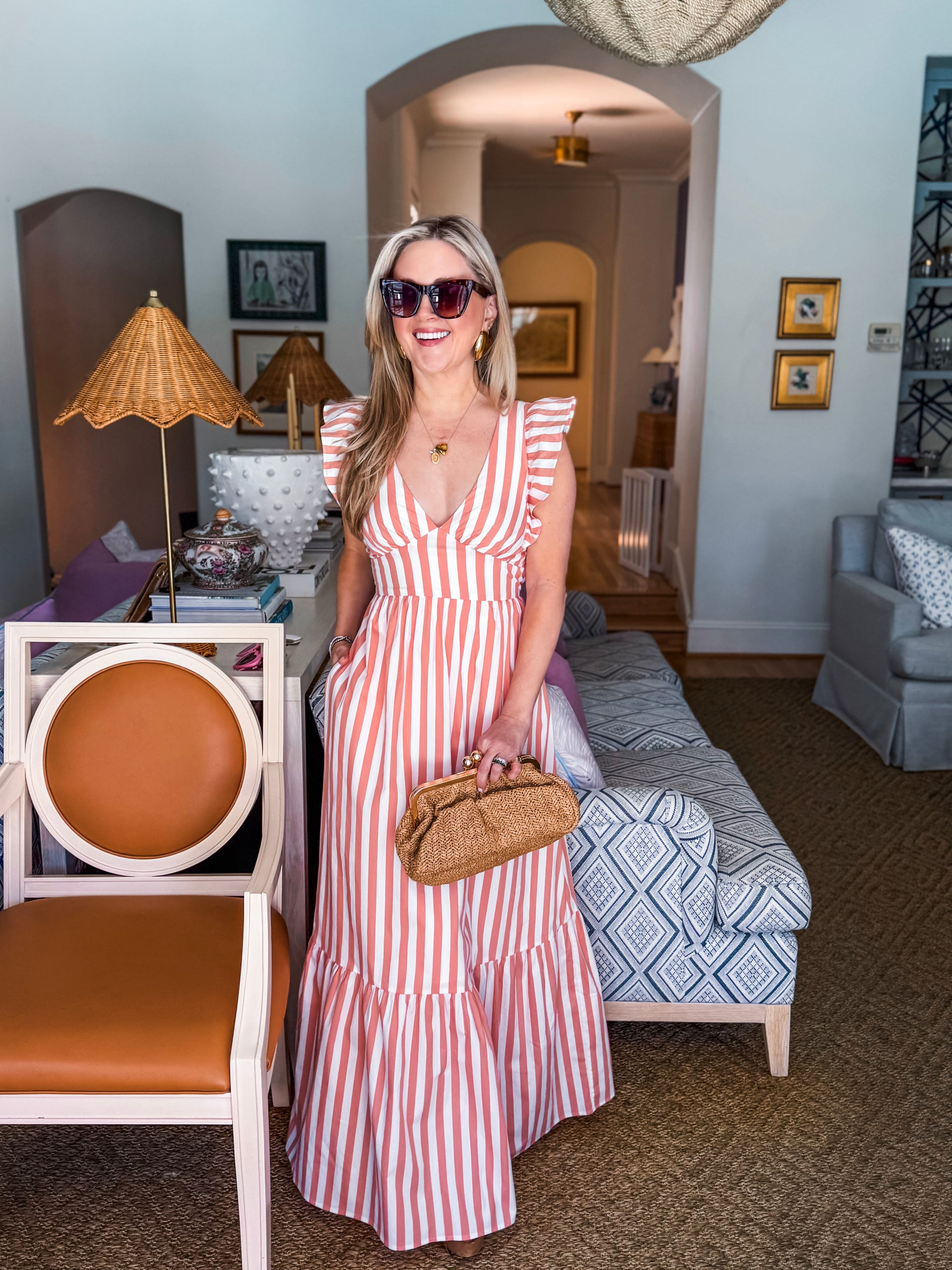 Coral Crush Tie Back Maxi Dress