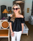 Great Night Off Shoulder Top-Black