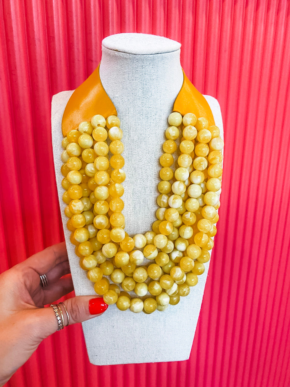 Chunky Beaded Necklace- Yellow
