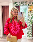 Blush Peony Top-Red