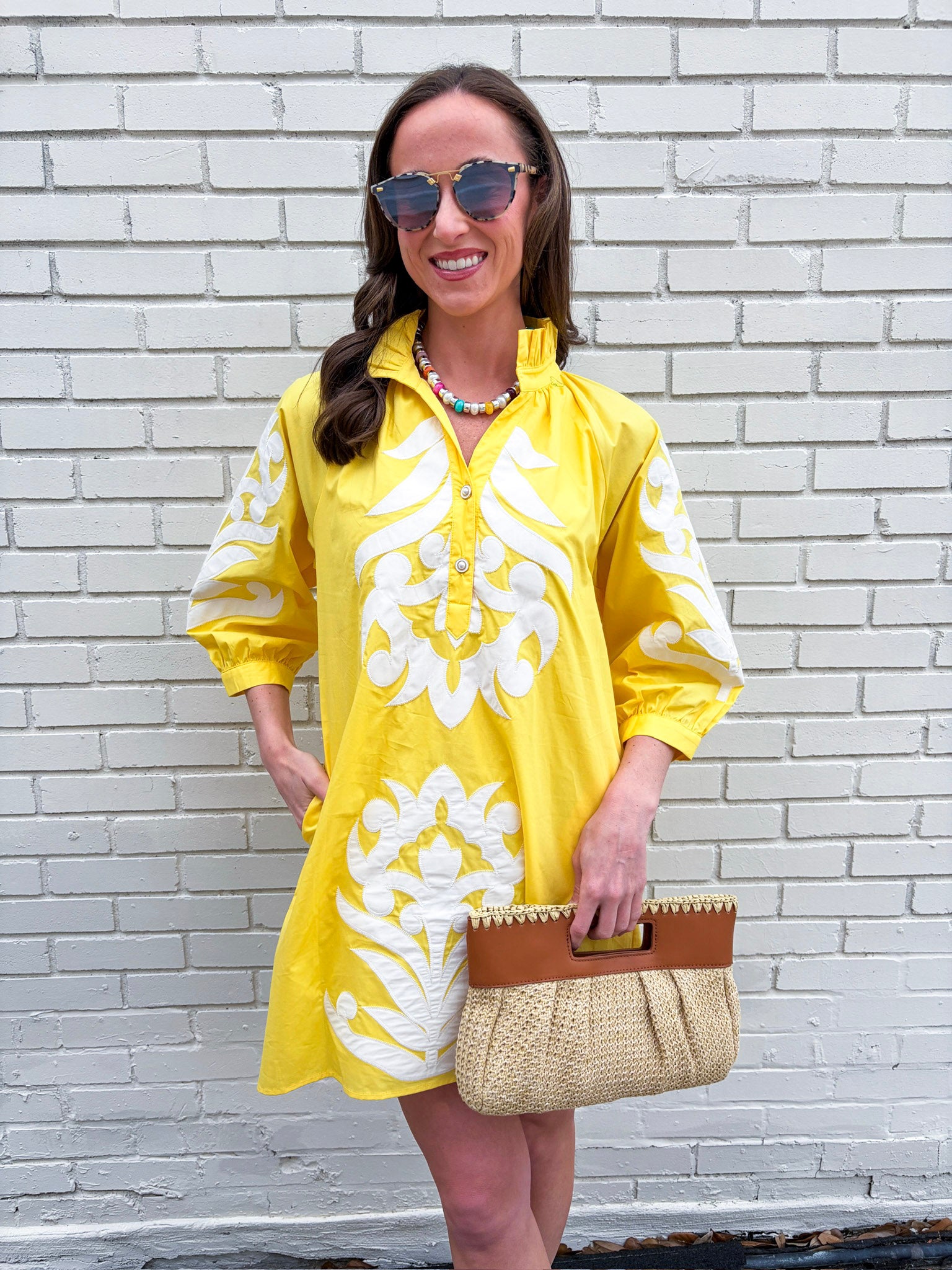 Isla Floral Baroque Dress-Yellow