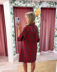 Festive Wishes Plaid Mini Dress-Red