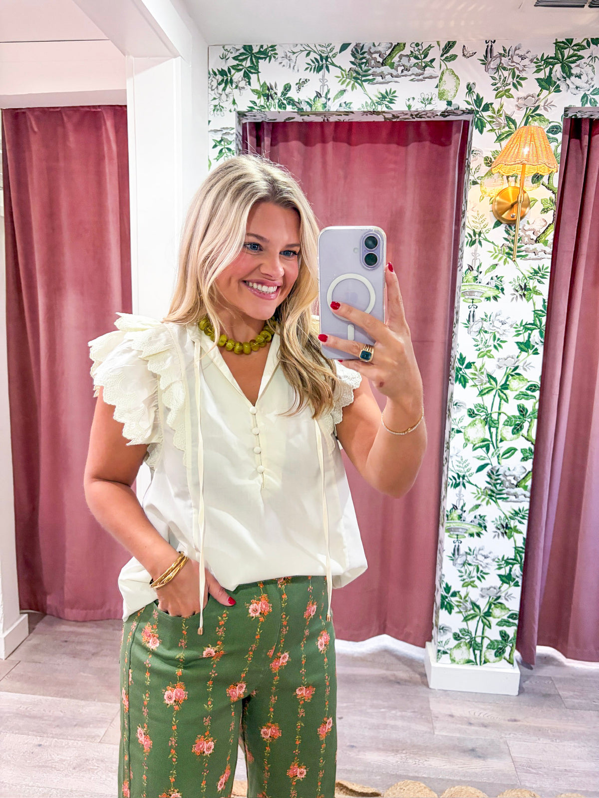 Marcella Ruffle Top-Cream