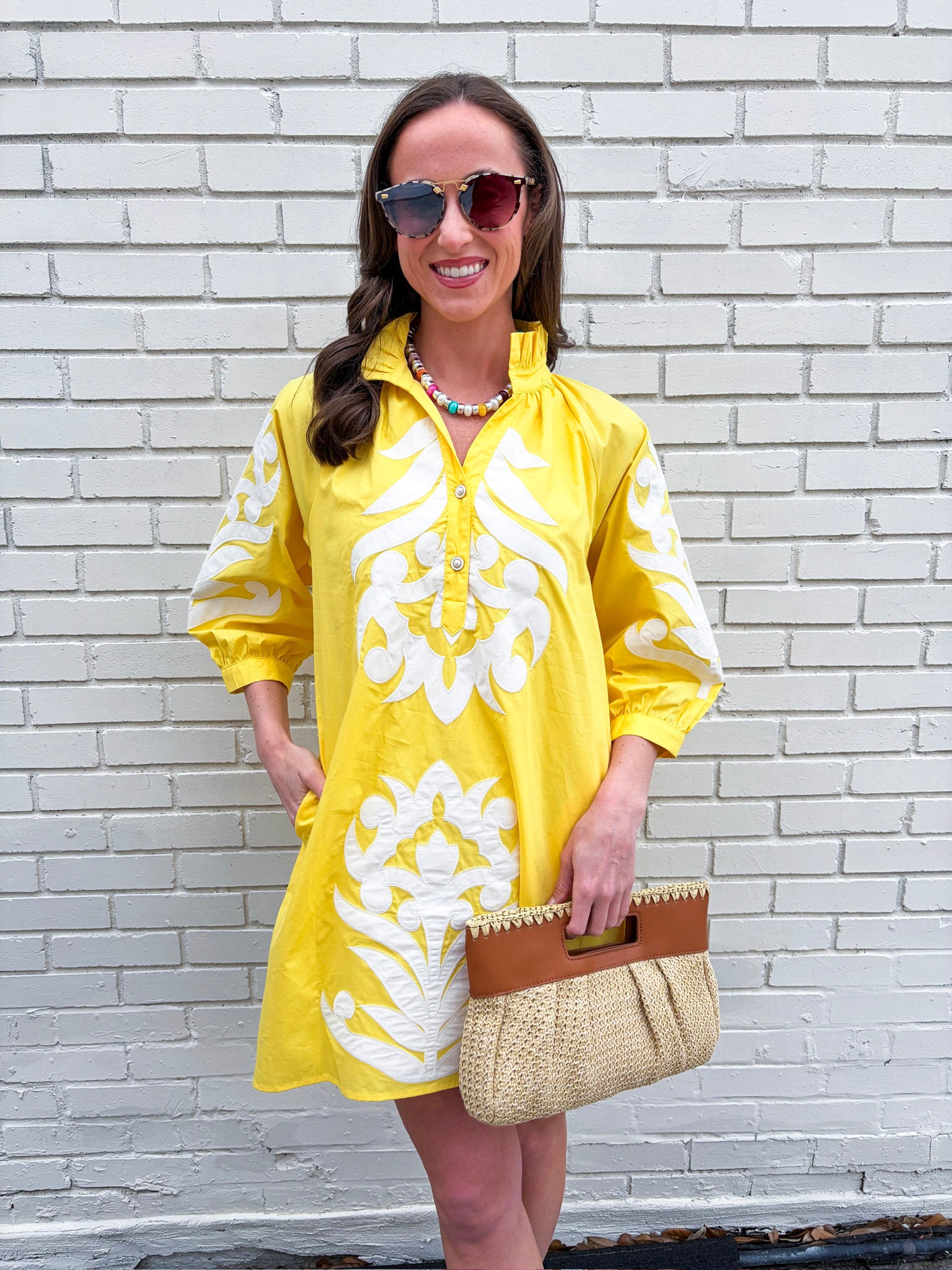 Isla Floral Baroque Dress-Yellow