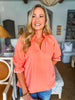 Morning Walk Poplin Top-Coral