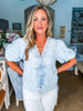 Vintage Eyelet Top-Light Blue