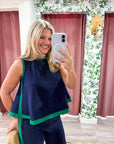 Soft Motion Knit Top-Navy
