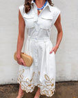 Garden Cutwork Embroidered Midi Dress-Off White