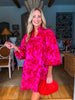 Like a Dream Jacquard Dress-Hot Pink