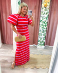 Mariselle Maxi Dress-Red/Pink