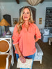 Morning Walk Poplin Top-Coral