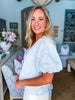Vintage Eyelet Top-Light Blue
