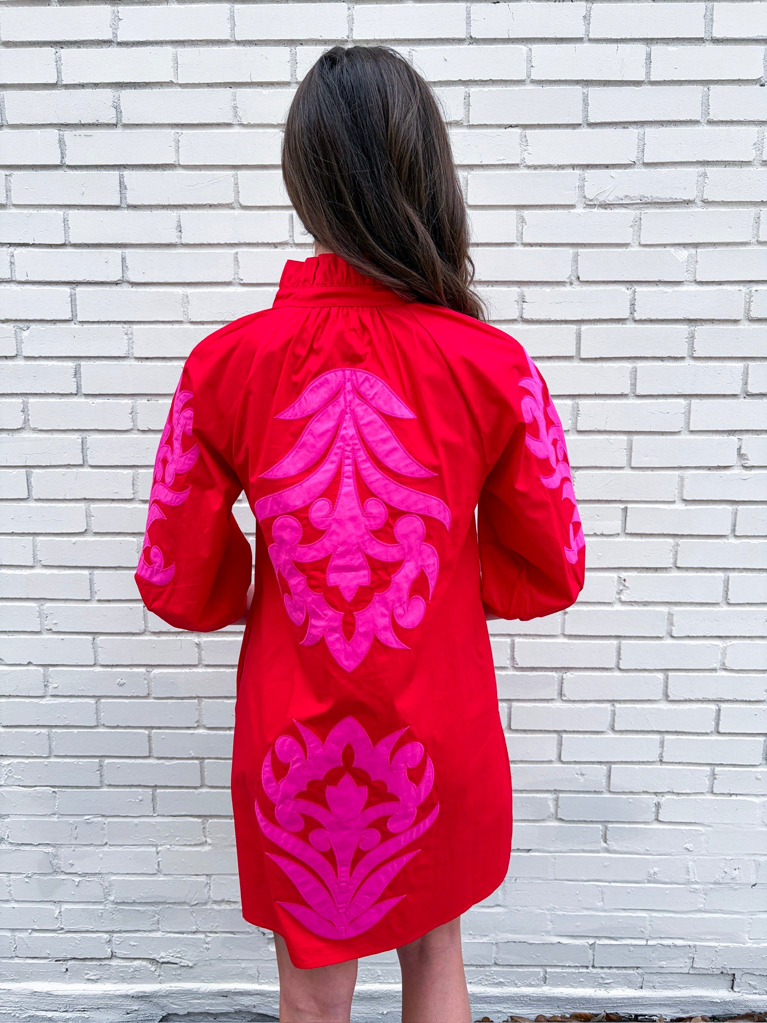 Isla Floral Baroque Dress-Red