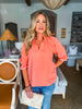Morning Walk Poplin Top-Coral