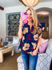 Renaissance Love Jacquard Top-Navy/Mustard