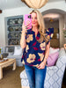 Renaissance Love Jacquard Top-Navy/Mustard