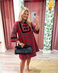 Festive Wishes Plaid Mini Dress-Red