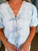 Vintage Eyelet Top-Light Blue
