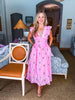 Flower Bouquet Embroidered Midi Dress-Pink