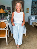 Striped Wide Leg Cropped Pants
