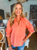 Morning Walk Poplin Top-Coral