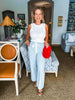 Striped Wide Leg Cropped Pants