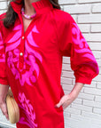 Isla Floral Baroque Dress-Red