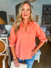 Morning Walk Poplin Top-Coral