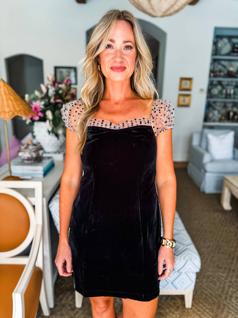 Midnight Dots Velvet Dress