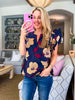 Renaissance Love Jacquard Top-Navy/Mustard