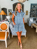 Garden Clovers Mini Dress-Navy