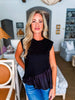 Right Fit Peplum Top-Black