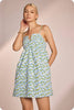 Botanical Brunch Mini Dress-Blue