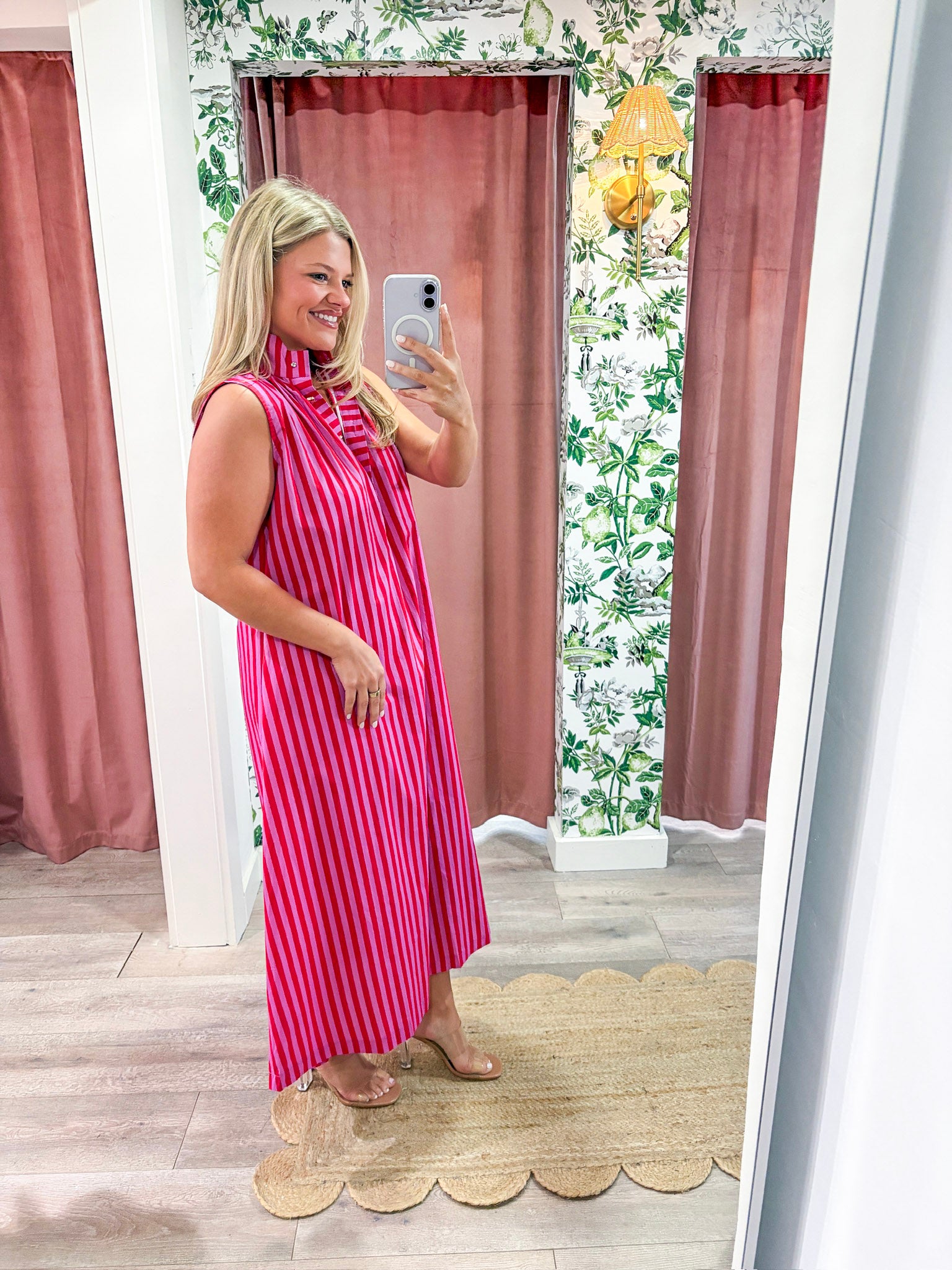 Nantucket Stripe Maxi Dress-Pink