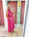 Nantucket Stripe Maxi Dress-Pink