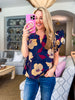 Renaissance Love Jacquard Top-Navy/Mustard