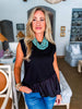 Right Fit Peplum Top-Black