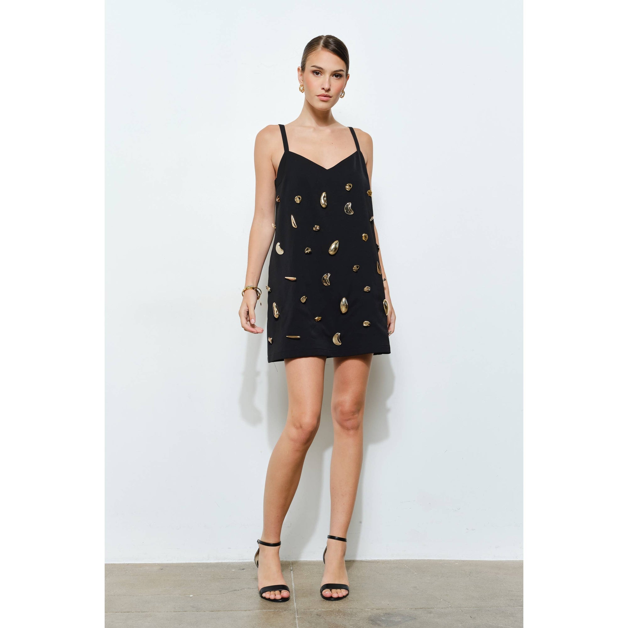 Something Special Embellished Mini Dress-Black