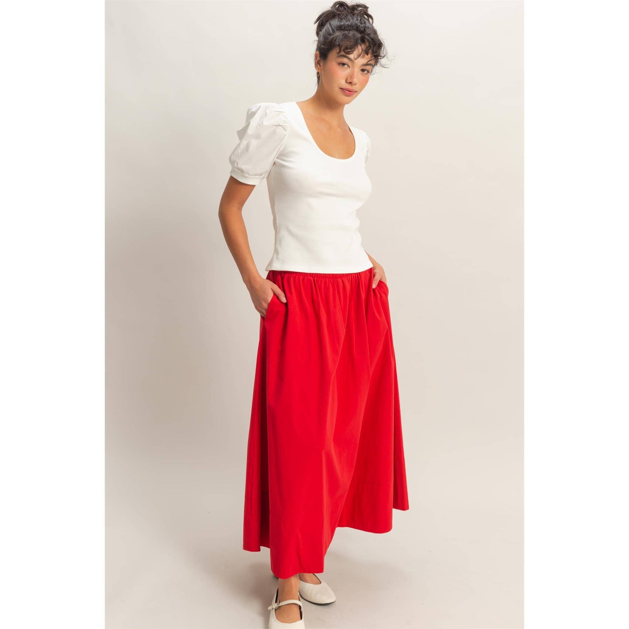 Perfect Fit Puff Sleeve Top-White