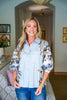 Snapdragon Floral Top-Chambray