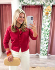 Fireside Cottage Cardigan-Cherry