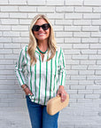 Everly Stripe Top-Green